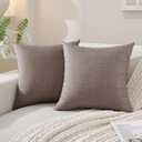 SYSLOON Linen Throw Pillow Covers Set of 2,20x20 Pillow Covers,Coffee | Set of 2, Soft Faux Linen, Boho Home Decor, Couch & Sofa Accent, Bedroom & Living Room,Farmhouse Cushion Cases