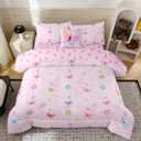 Bodhi Girls Cute Butterfly Bedding Sets Queen Size,Butterflies and Floral Queen Comforter Set for Girls