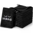 Macarrie 36 Pcs Makeup Washcloths Remover Towels Face Wash Cloths Black Soft Quick Dry Microfiber Make Up Towels for Face Facial Rag for Women Skin Care(Black)