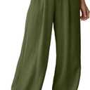 Dokotoo Women's Casual Loose Wide Leg Linen Pants (Green, M)