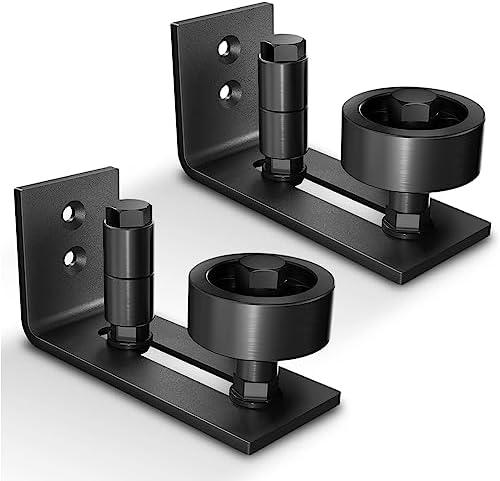 EaseLife 2 Pack Barn Door Floor Guide,8 Assemble Setup Options,Wall Mount System,Adjustable Stay Roller,Flush Flat Bottom Design,Black