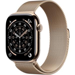 Apple Watch Series 11 [GPS + Cellular 46mm] Smartwatch with Gold Titanium Case with Gold Milanese Loop - M/L. Sleep Score, Fitness Tracker, Health Monitoring, Always-On Display, Water Resistant