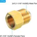 PATIKIL 5/8 SAE (7/8"-14UNF) Female Flare x 3/4 SAE (1 1/16"-14UNF) Male Flare Connectors, 2Pcs 45 Degree Brass Adapter Pipe Fitting for Air Gas Line Refrigeration HVAC