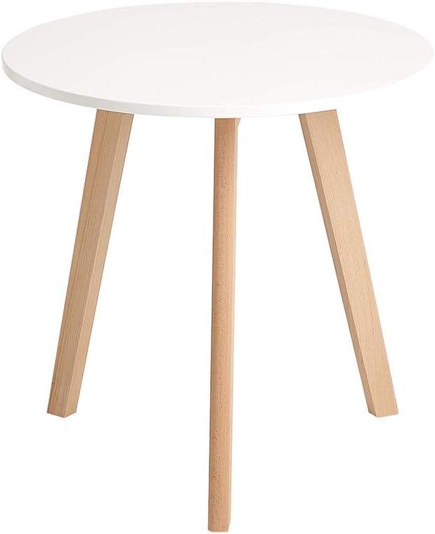 CangLong Modern Round End Side Kitchen Living Leisure Pedestal Wooden Coffee White Dining Room Home Furniture Table for Use in Bedroom
