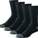 Amazon Essentials Men's Cotton Breathable Cushioned Performance Work Crew Socks, 4 Pairs
, black, size 13-15