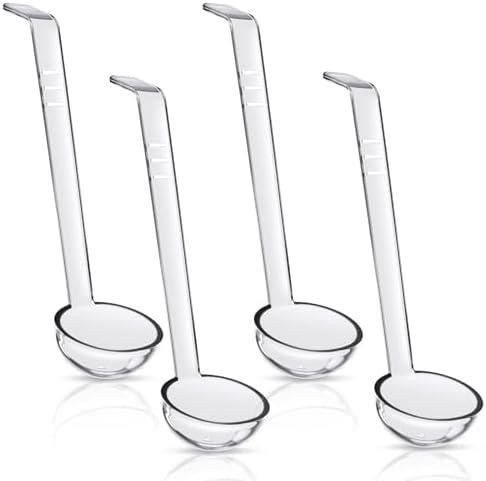 Ptwola 4 Pcs Clear Punch Ladle Small Long Handle Ladle Plastic Mini Serving Spoon for Condiments Sauce Gravy Ketchup Jam Cocktails Ingredients ruit Juices Cocktail Party Catering Banquets Catering