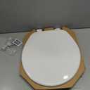 CHURCH Toilet Seat, Easy Clean Hinges Release for Deep Cleans, Durable Enameled Wood Seat, Round, White