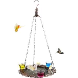 2 in 1 Hanging Bird Baths Bird Feeder for Outdoors, Metal Water Bowl Bathtub for Parakeet Indoor Feeding Tray for Pet Birds Parrot Bath Shower with Hanging Chains