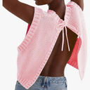 Verdusa Women's Cute Backless Sweater Vest Sleveless Open Back Tank Tops Going Out Knit Top Size M