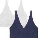 Smart & Sexy Women's Cloud Cotton Comfort Collection Bralette (Medium, Navy Higlight/Grey Heather)