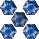 VanEnjoy Blue Flower Plates Ceramic Floral Dishes Small Dipping Sauce Cups Soy Sauce Dish Prep Bowls - Set of 5