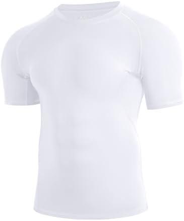 Nukuvara Men's Compression Shirt Short Sleeve Athletic Football Undershirts Quick Dry Base Layer T-Shirt Workout Gym Running M