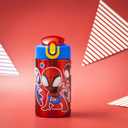 Zak Designs Marvel Spider-Man 18/8 Single Wall Stainless Steel Kids Water Bottle, Flip Straw Locking Spout Cover, Durable Cup for Sports or Travel (15.5oz, Non-BPA, Spidey and His Amazing Friends)