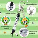 Y1tvei Soccer DIY Keychains Set - Football Beads Charms Making Kit, Create Your Own Bead Keychains with Acrylic and Cards DIY Crafts Bracelet Accessory Gift for Kids Soccer Lover Zipper Bag Hanger Key