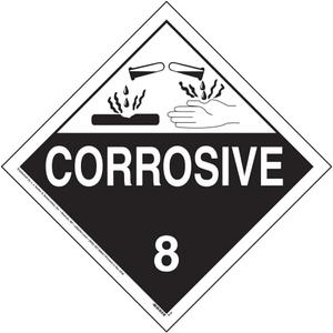 Class 8 Corrosive Placard, Worded, 10.75" x 10.75" Removable Self Adhesive Economy Vinyl for Short-Term Applications, DOT Hazmat Compliant, 25 Pack, J. J. Keller & Associates, Inc.