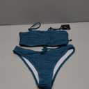 ZAFUL Womens Bandeau Bikini Sets Sexy Strapless Two Piece Swimsuit Cheeky High Cut Cute Ribbed Ladies Bathing Suit, Size S