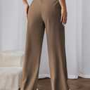Womens High Waisted Wide Leg Pants Pleated Tailored Trousers with Pockets Business Casual Dress Pants Brown M