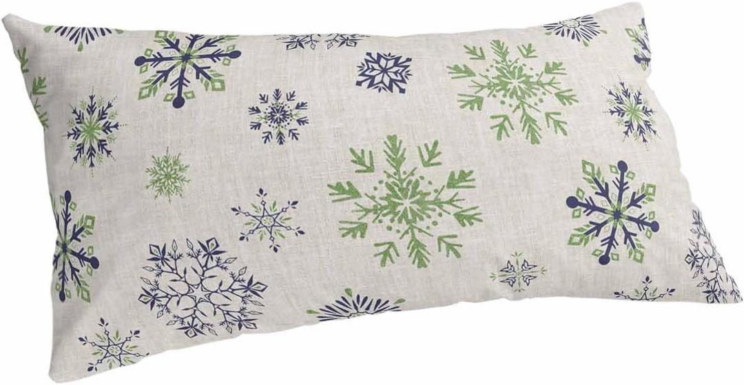 Navy Blue Green Snowflake Christmas Pillow Covers King Size, Soft Bed Throw Pillowcases Breathable Cooling Long Lumbar Body Pillow Sham Cover for Bed Sofa 20 x 40 mas Snowflake Rustic, Size: King 20''x40''