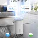 Dehumidifier for Basement,Home,Bathroom,Bedroom 45 pint/Day 4500 Sq ft Dehumidifiers with Drain Hose, Most Efficient Energy Star 2025, Intelligent Humidity Control, 3 Modes, 24H Timer (45 Pint)