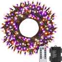 ITICdecor 33ft 100 LED Halloween Lights, Purple & Orange Halloween String Lights Waterproof Battery Operated, 8 Modes Decorative Lights for Indoor Outdoor Party Garden