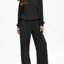 Aleumdr Two Piece Outfits Half Zip Sweatshirt Sweatsuit Lounge Sets for Women Matching Set Wide Leg Sweatpant Tracksuit (XXL)