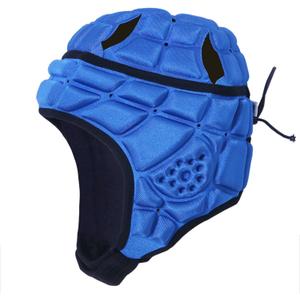 Soft Shell Rugby 7v7 Football Helmet Foam Padded Scrum Cap Headgear Autism Safety Bump Hat Head Support Protector Adjustable Flag Football Soccer Goalie Helmet for Youth Kids Adults (Medium, for Kids Teens Age 6-11, Blue)