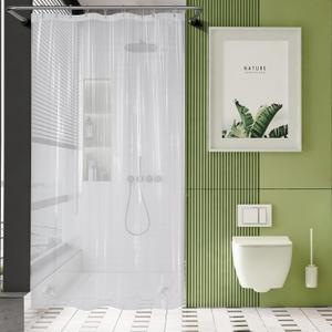 AmazerBath Stall Shower Curtain Liner 54x78, Plastic Shower Liner Clear, Small Shower Stall Curtain Liner Thick PEVA, Heavy Duty 8G, Stand Up Shower Curtain with 2 Weighted Stones and 9 Grommets