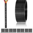 22 Gauge 6 Conductor Electrical Wire 100FT, UL 2464 22 AWG 6 Wire Cable Tinned Copper PVC Stranded 22/6 Core Wire for LED Lighting, Outdoor Low Voltage Extension Cable, Automotive etc.
