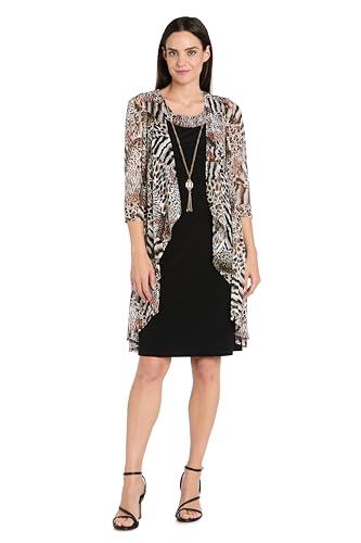 R&M Richards Women's Plus Size Wild & Graceful Ensemble, Black/Taupe/Rust 18W