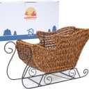 Christmas Sleigh Basket, Gift Basket, Christmas Decorations, Holiday Decor, Sled Ornament, Resin Wicker, Toffee