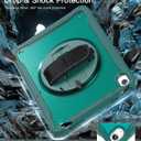 Case for iPad (A16) 11th/10th Generation 11''/10.9'' 2025/2022 Kids with Pencil Holder 360Rotate Handle Strap/Stand (Dark Green)