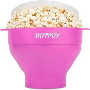 The Original Hotpop Microwave Popcorn Popper, Silicone Popcorn Maker, Collapsible Bowl BPA-Free and Dishwasher Safe- 20 Colors (Pink)