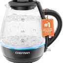 Chefman 1L Electric Tea Kettle with LED Lights, Automatic Shut Off, Removable Lid, Boil-Dry Protection, Hot Water Electric Kettle Water Boiler, Electric Kettles for Boiling Water