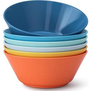 Homestockplus 50 Oz Wheat Straw Bowls Set of 6  Unbreakable, Stackable & Microwave Safe, Multicolor Large Cereal Bowls for Oatmeal, Soup, Ramen, Salad, Popcorn, etc. Safe for Kids & Family