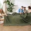 Bedsure Cooling Cotton Waffle Oversized King Blanket - Lightweight Breathable Rayon Derived from Bamboo for Hot Sleepers, Luxury Throws for Bed and Sofa, Olive Green, 120x96 Inches