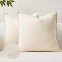 Kevin Textile Waterproof Decorative Pillow Covers Beige 24x24 Inch Pack of 2 Soft Boucle Textured Euro Pillowcases Elegant Accent Pillows for Couch Sofa Chair Bed Home Decor Indoor Outdoor