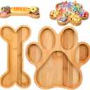 Sintuff 2 Pcs Cute Shaped Bamboo Serving Tray Charcuterie Board Party Supplies Natural Wooden Snack Platters Gifts Wood Candy Dish Bowl for Housewarming Party (10 x 9.8 in, 12 x 5.9 in,Paw)
