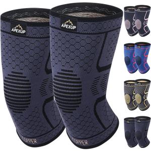 APEXUP Compression Knee Brace for Women, Copper Compression Sleeve for Knee Support, Arthritis Pain Relief, Meniscus Tear, ACL, Running (L, Black)