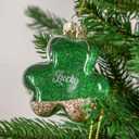 DN DECONATION St Patricks Day Decorations Shamrock Ornaments for Tree Mini Clover Lucky Irish Green Hanging Bauble for St Patricks Day, Glitter Glass Hanging Ornaments Ball for Irish Christmas Decor (Green & White - 6pcs)