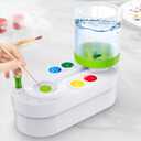 2025 Upgraded Paint Brush Cleaner for Artists, Kids Painting Station with Brush Washer, Portable Paint Station & Rinsing Tool, Art Supplies Cleaning System for Children Adults (White-Green)