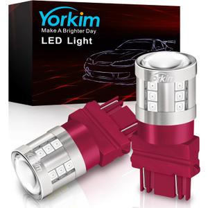 Yorkim LED Brake Light Bulb 3157 LED Bulb Red, 3156 led Tail Lights with projector 3057 3056 3457 4057 4157 bulb Led Replacement Lamp for Stop Lights Brake Lights Tail Bulbs, pack of 2