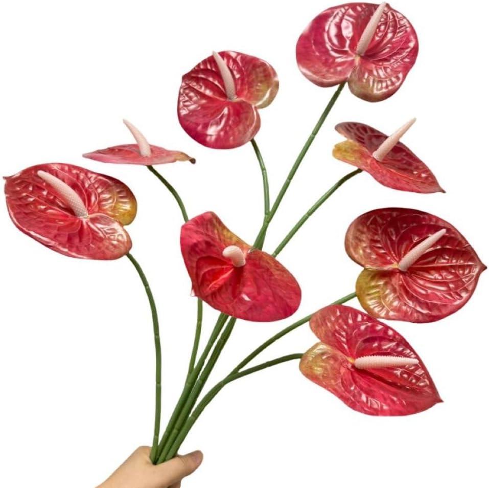 8 Pcs 23-5/8 inch Artificial Anthurium Flowers Real Touch Fake Flower for Table Centerpieces Arrangement and Bridal Wedding Festival Decor Flower Arrangement (Dark Pink)