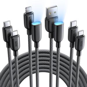 LISEN USB C to USB C Cable [6.6FT+6.6FT] with USB-A and Lightning Adapter [1.3FT+1.3FT] 60W USBC to USBC Cord for iPhone 16 15 Pro Max Plus, Samsung Galaxy S25 S24 S23, MacBook/iPad, Pixel