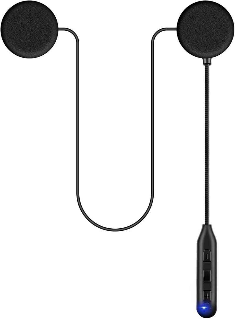 Motorcycle Helmet Bluetooth Headset Speakers with Good Sound,Loud,50 Hours Use,Large Button for Gloves,Fast and Stable Connection,Answer Automatically,Voice Assistant,IPX7 Waterproof,Easy Install