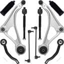AUQDD 10Pc Front End Kit Fit For 2013-2018 Ni-ssan Altima, 2016-2023 Maxima, 2 Lower Control Arm w/Ball Joint 2 Sway Bar Link 4 Outer & Inner Tie Rod End 2 Boots (# K622838 K750282 EV801066 ES801196)