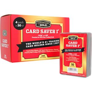 Cardboard Gold Card Saver 1-200 Count - Semi Rigid Card Holder, Trading Card Protectors - PSA-Approved Cardsaver for Baseball, Trading, Sports Cards - Card Sleeves, Binder, & Storage Box Compatible