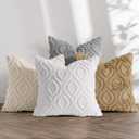 decorUhome Throw Pillow Covers 20x20 Inch Set of 2, Soft Plush Faux Wool Beige Solid Couch Pillow Covers, Accent Farmhouse Neutral Square Pillow Cases for Sofa Bed Living Room