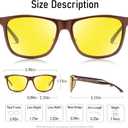 BIRCEN Night Vision Glasses for Driving, Anti Glare HD Al-Mg Frame Night Driving Glasses for Men and Women