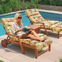 2 Pack Outdoor Chaise Lounge Chair Cushion 75.1 x 22.8 x 4.7 Inches 100% Waterproof Replacement Cotton Patio Pool Lounge Chair Cushion for Outdoor Furniture with Ties, Daisy