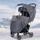 Baby Stroller Cold Weather Shield Winter Universal Windproof Stroller Rain Cover Protection Travel Baby Pram Rain Cover Pushchairs Accessories Dust Snow Protection Weather Shield for Outdoor (dark gray-thick)